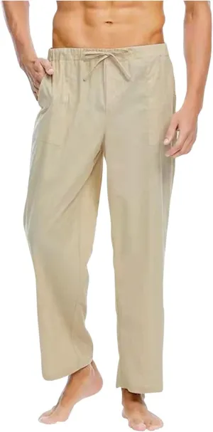 Men's Pants Casual Loose Quick Dry Drawstring Elastic Waist Solid Color Pants Lightweight Straight-Legs with Pockets