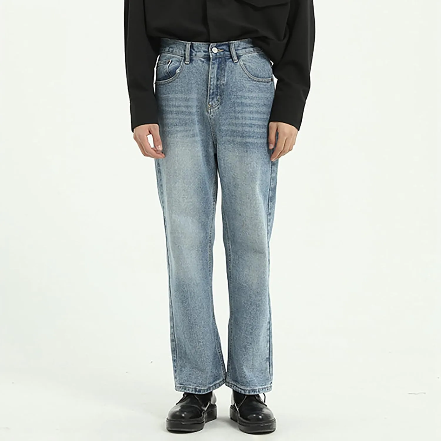Men's Relaxed Fit Straight Leg Jeans 90s Vintage Streetwear Denim Pants Casual Stretch Loose Fit Denim Pants Trousers