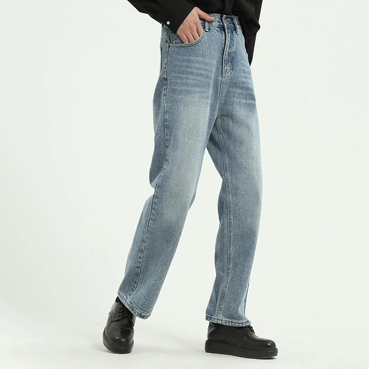 Men's Relaxed Fit Straight Leg Jeans 90s Vintage Streetwear Denim Pants Casual Stretch Loose Fit Denim Pants Trousers