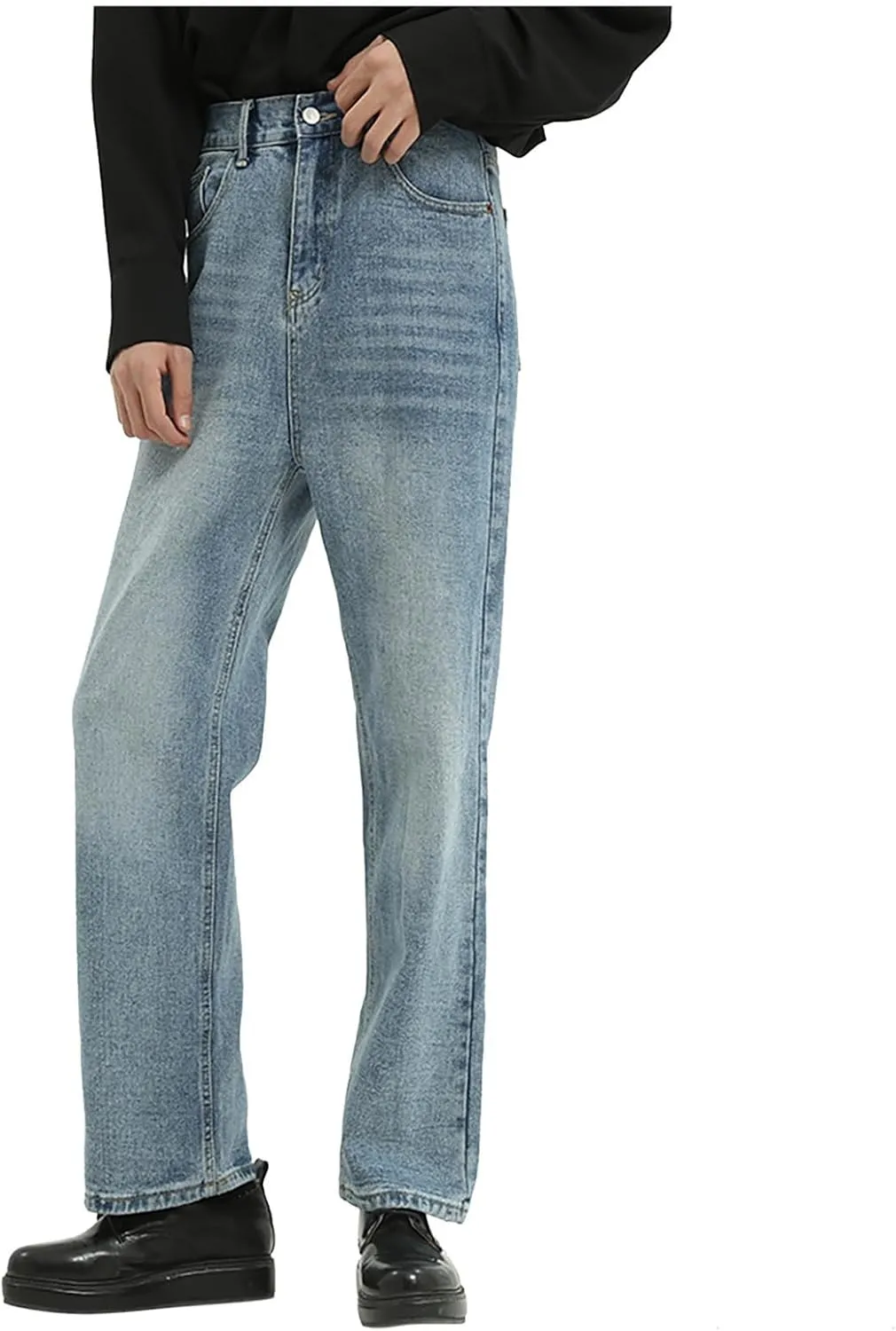 Men's Relaxed Fit Straight Leg Jeans 90s Vintage Streetwear Denim Pants Casual Stretch Loose Fit Denim Pants Trousers