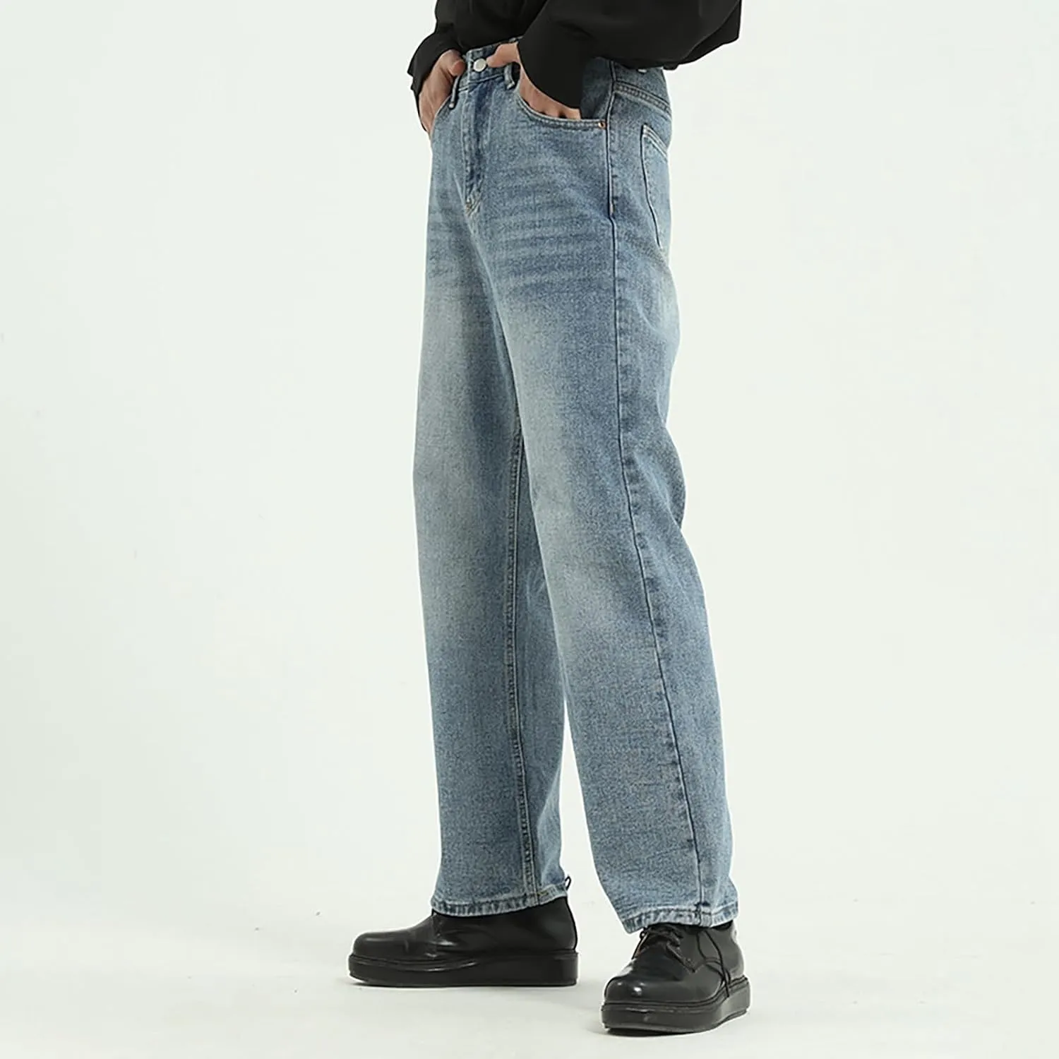 Men's Relaxed Fit Straight Leg Jeans 90s Vintage Streetwear Denim Pants Casual Stretch Loose Fit Denim Pants Trousers