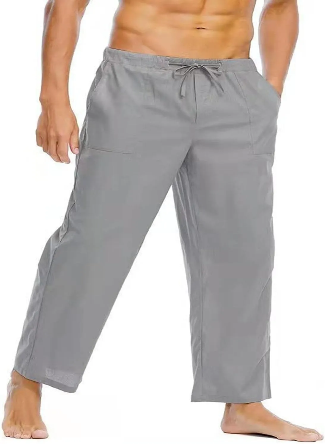 Men's Soft Casual Pants Elastic Waist Stretch Drawstring Relaxed Fit Pants Lightweight Pants Quick Dry Yoga Trousers