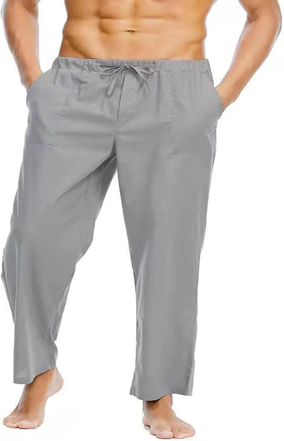 Men's Soft Casual Pants Elastic Waist Stretch Drawstring Relaxed Fit Pants Lightweight Pants Quick Dry Yoga Trousers