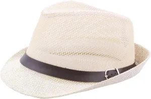 Men's Summer Fedora Hats Panama Breathable Mesh Hats Sun Hat Lightweight Beach Hat