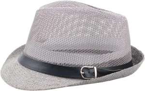 Men's Summer Fedora Hats Panama Breathable Mesh Hats Sun Hat Lightweight Beach Hat
