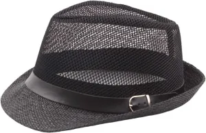 Men's Summer Fedora Hats Panama Breathable Mesh Hats Sun Hat Lightweight Beach Hat