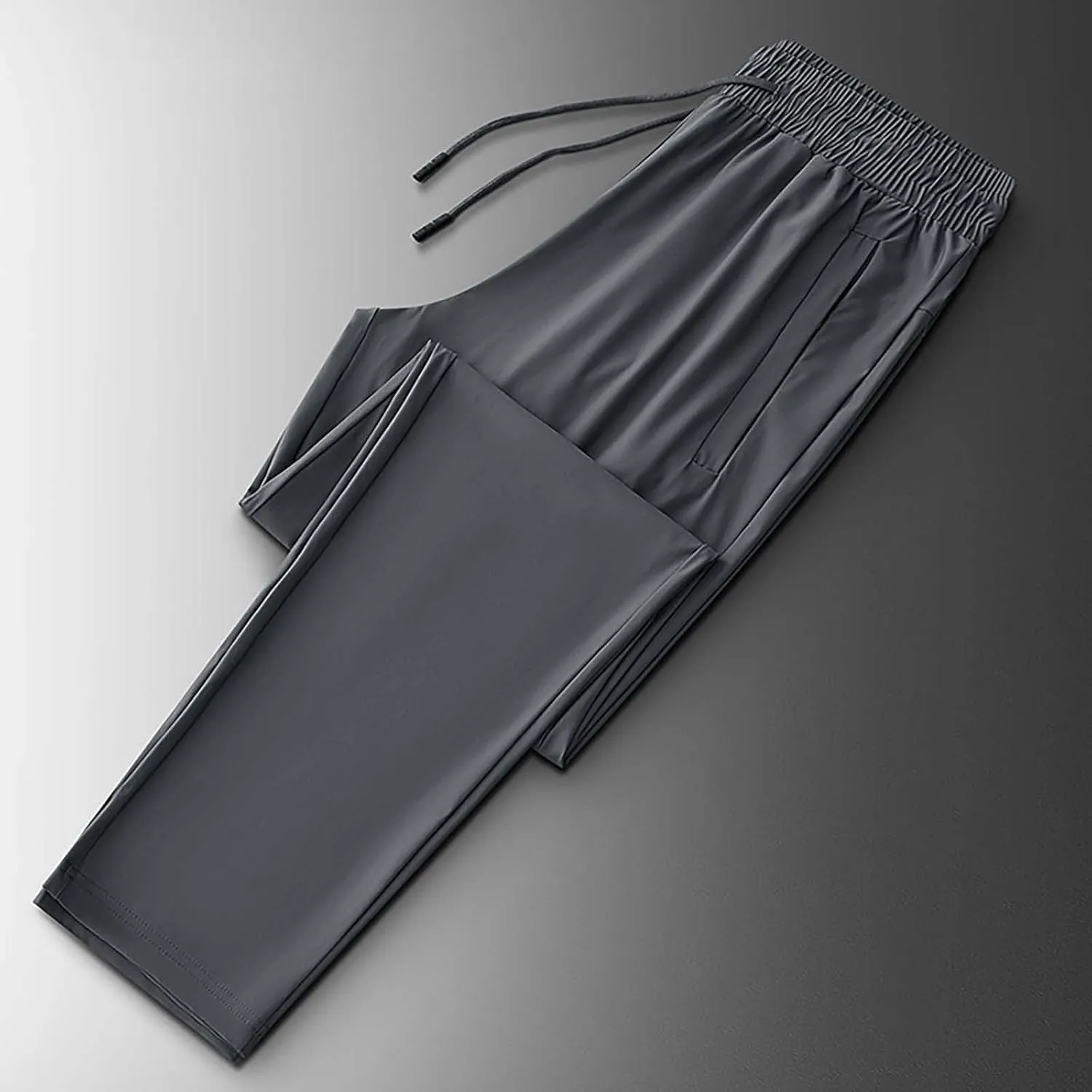 Men's Sweatpants Ice Silk Quick Dry Baggy Trousers Casual Plus Size Solid Color Drawstring Loose Fit Fashion Pants