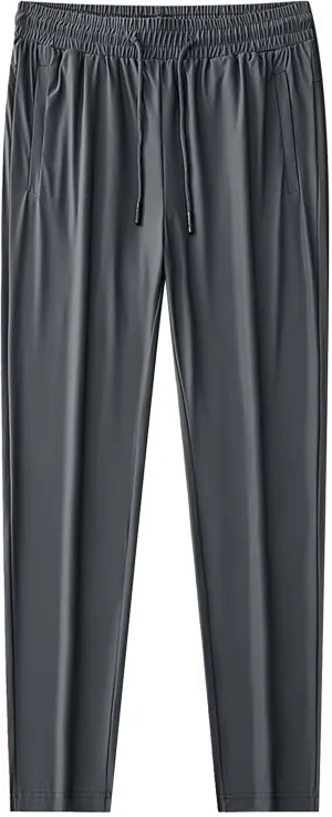 Men's Sweatpants Ice Silk Quick Dry Baggy Trousers Casual Plus Size Solid Color Drawstring Loose Fit Fashion Pants