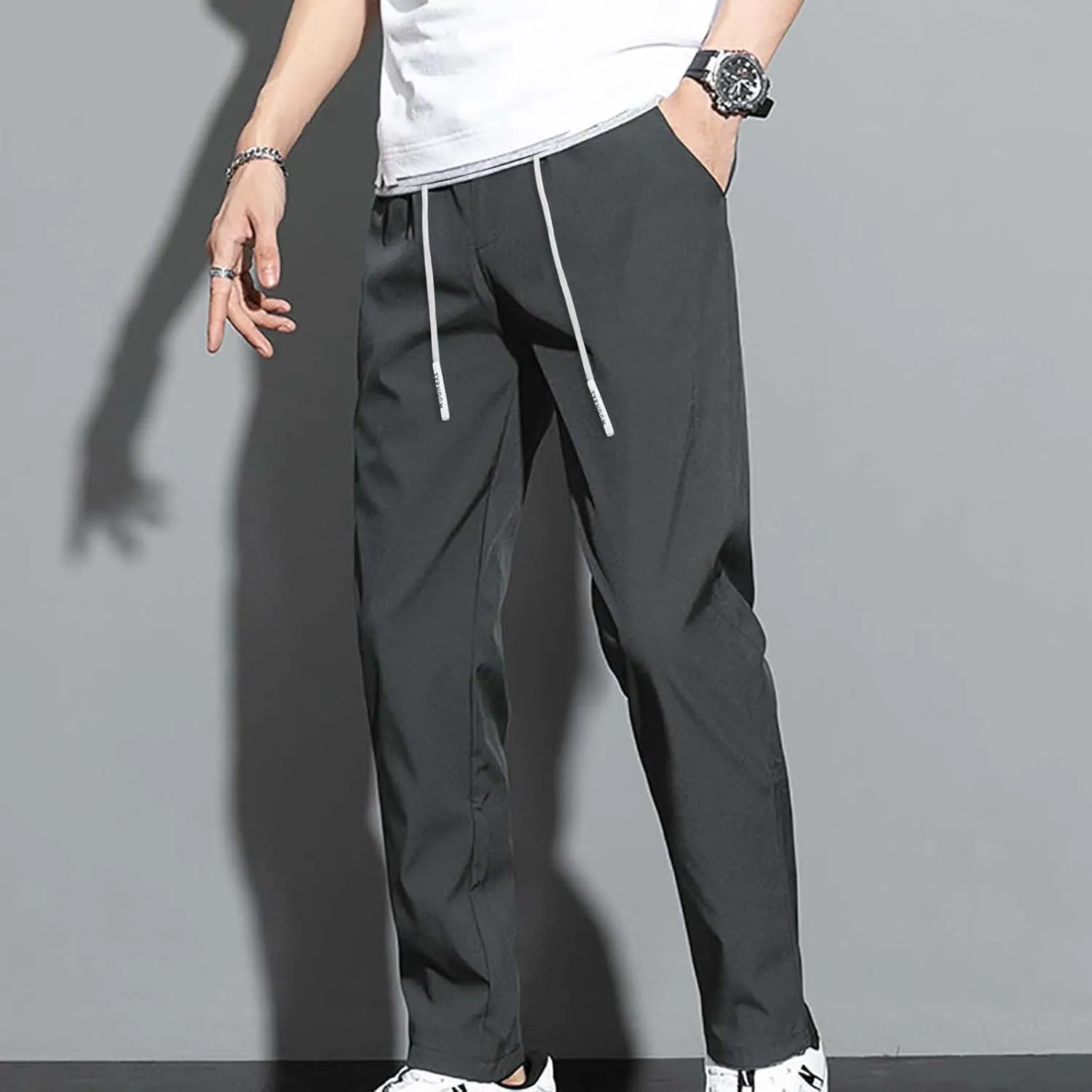 MIDOO Mens Pants Joggers Athletic Training Track Joggers Drawstring Stretch Elastic Waist Pants Comfy Lounge Pants