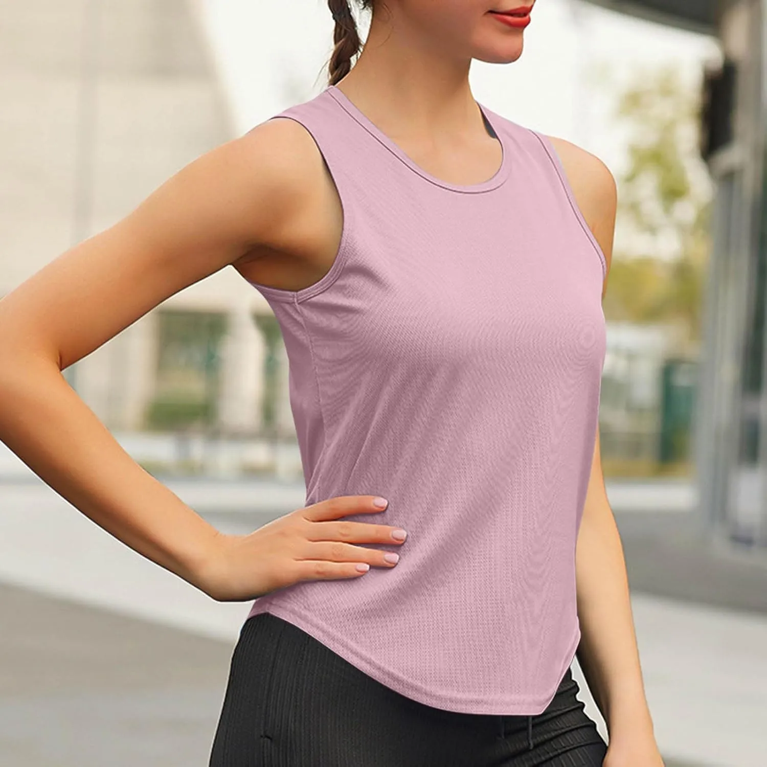 Moisture Wicking Workout Tank Tops for Women Quick-Dry Sleeveless Tees Loose Fit Yoga Shirts Athletic Clothing