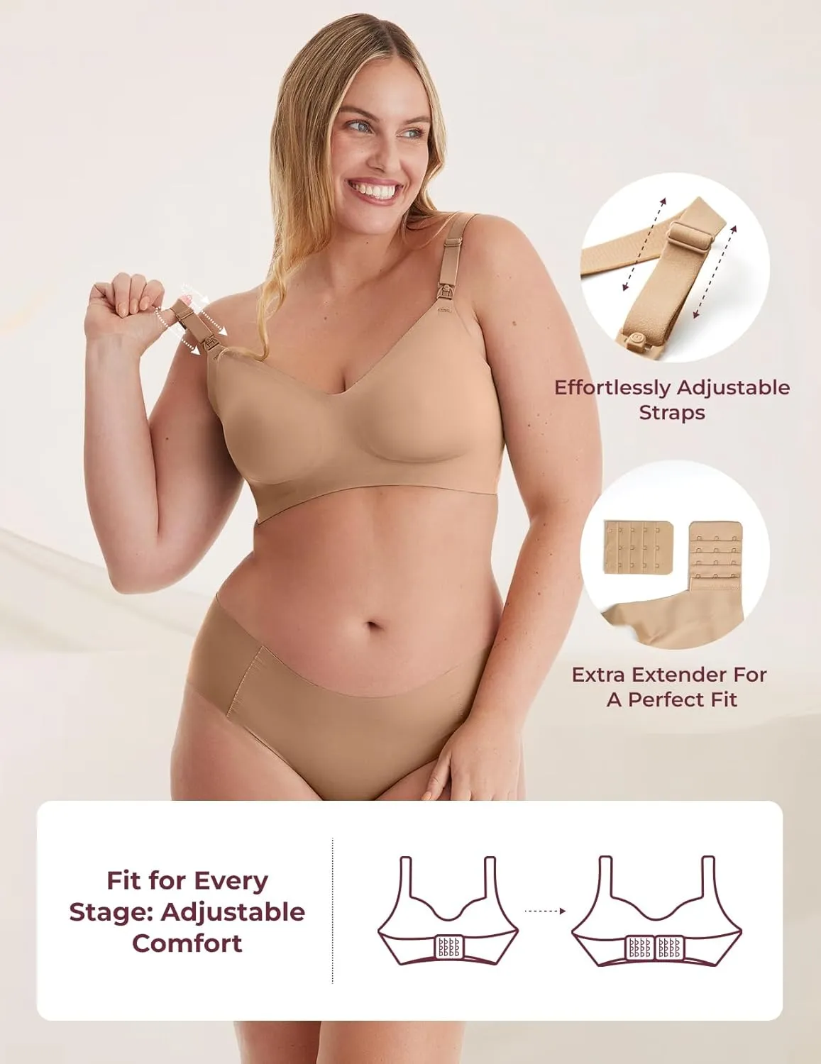 Momcozy Nursing Bras for Breastfeeding, YN21 Seamless Ultra Comfort Maternity Bra, Natural Shape, Pregnancy Sleep Bralette