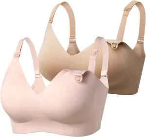Momcozy Nursing Bras for Breastfeeding, YN21 Seamless Ultra Comfort Maternity Bra, Natural Shape, Pregnancy Sleep Bralette