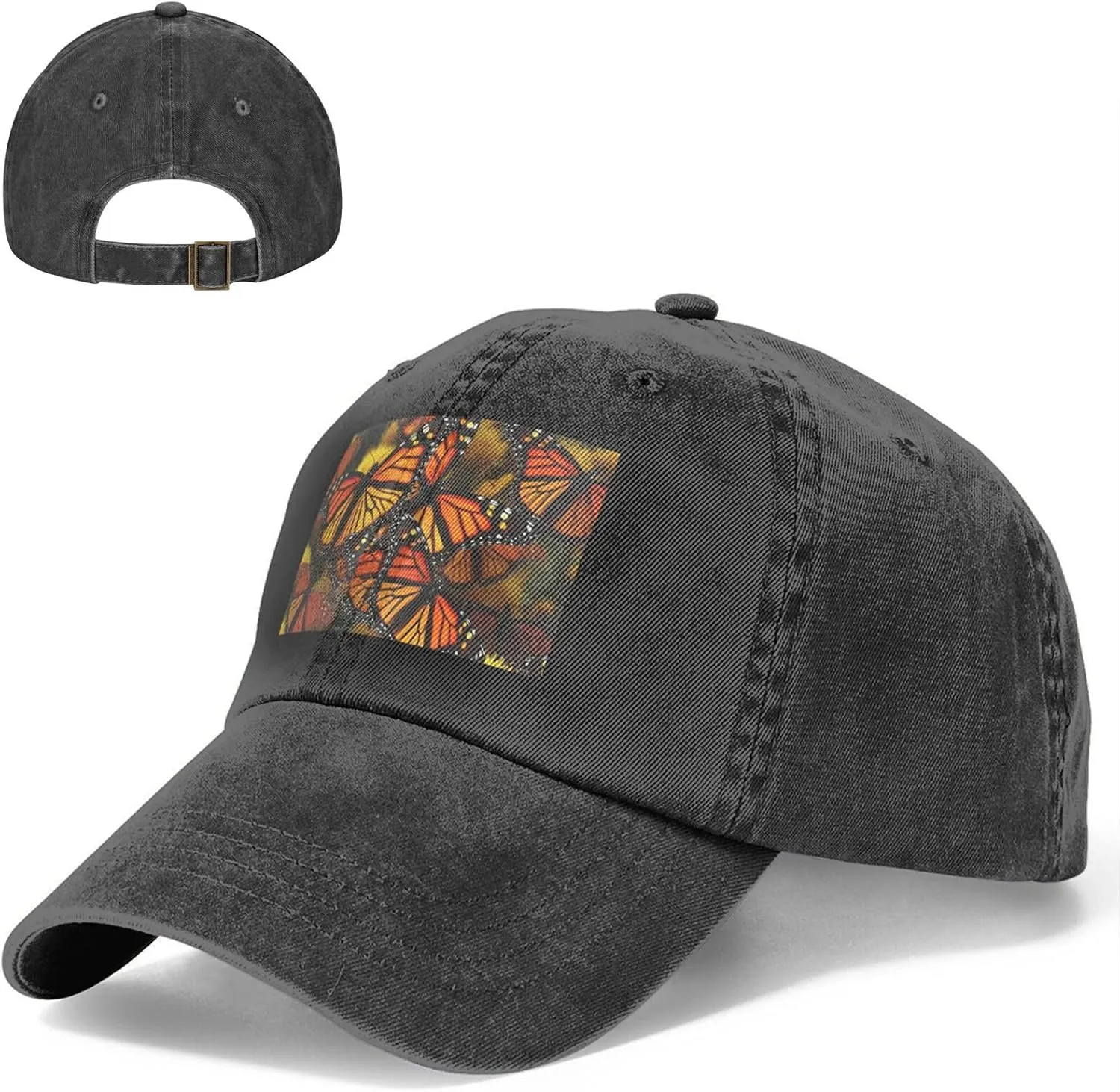 Monarch Butterflies Unisex Baseball Cap Breathable Cotton Trucker Hat Classic Denim Dad Hat Summer Sun Hat