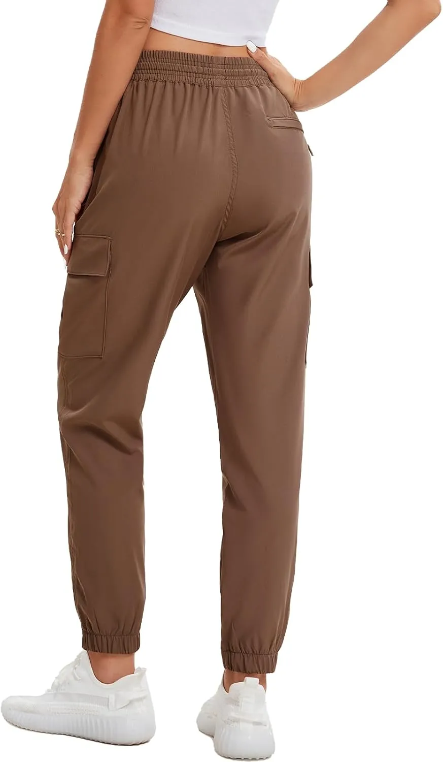 MOURCE Womens Hiking Pants Lightweight Quick Dry Adjustable Cargo Joggers with Zippered Pockets