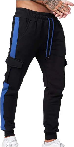 Muscularfit Black Joggers Men Slim Fit Drawstring Elastic Waist Cargo Pants Multi Pockets Causal Slacks Tapered Sweatpants