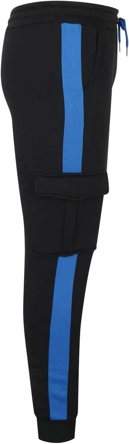 Muscularfit Black Joggers Men Slim Fit Drawstring Elastic Waist Cargo Pants Multi Pockets Causal Slacks Tapered Sweatpants