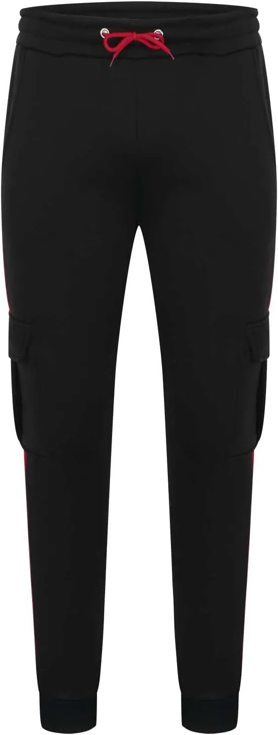Muscularfit Black Joggers Men Slim Fit Drawstring Elastic Waist Cargo Pants Multi Pockets Causal Slacks Tapered Sweatpants