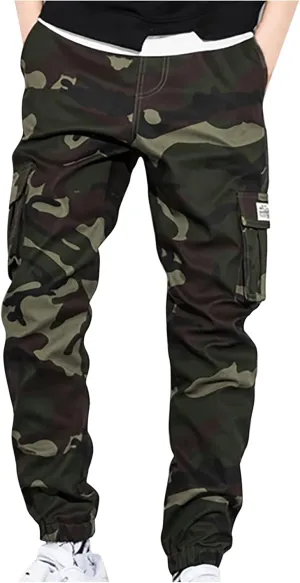 Muscularfit Camo Pants Men 2023 Regular Big and Tall Multi Pockets Camouflage Cargo Pants Casual Loose Work Utility Trousers