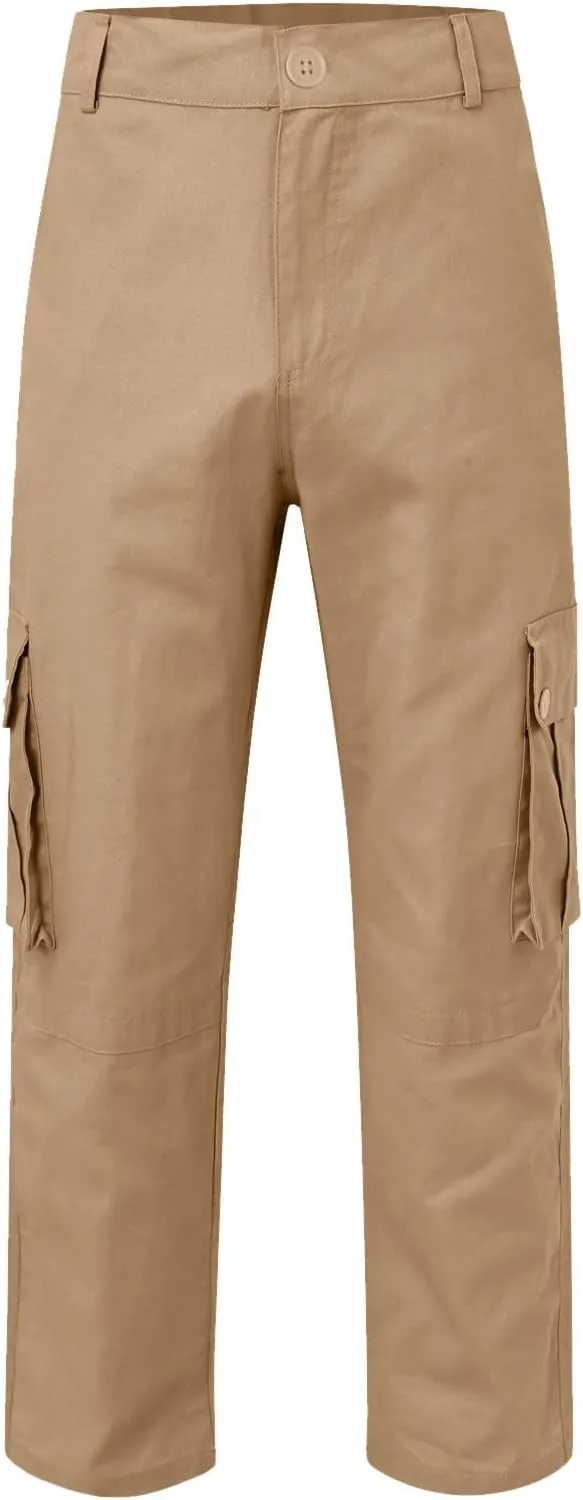 Muscularfit Men Cargo Pants Causal Cotton Multi Pockets Buckle Zipper Cargo Pants for Men Loose Athletic Straight Sweatpants