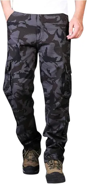 Muscularfit Mens Cargo Pants with Pockets Stretch Camo Multi Pockets Sport Sweatpants Camouflage Causal Joggers Athletic Pant