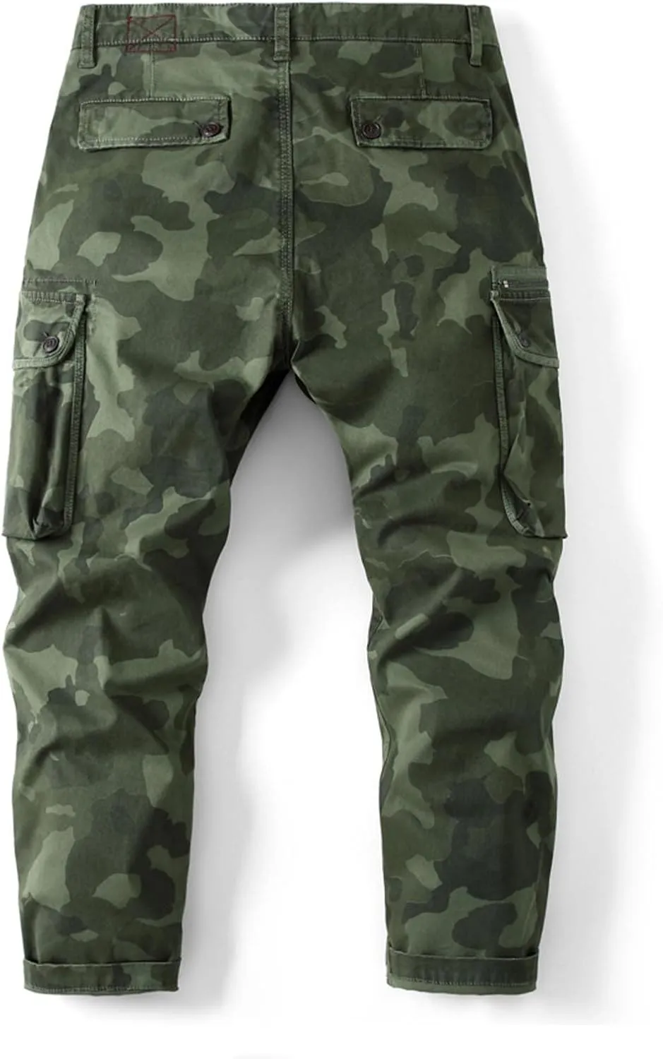 Muscularfit Mens Pants Casual Relaxed Fit Buckle Zipper Multi Pockets Camo Cargo Pants Big and Tall Camouflage Loose Trousers