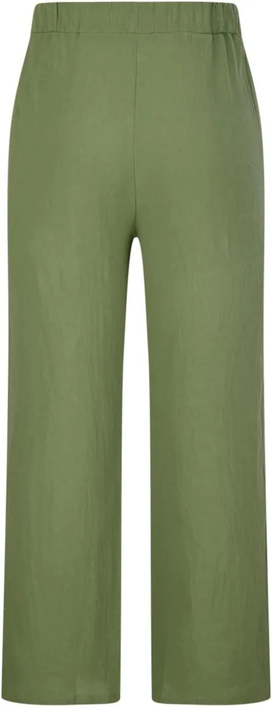 Muscularfit White Linen Pants for Men 2023 Fashion Drawstring Elastic Waist Straight Legs Casual Loose Solid Beach Trousers