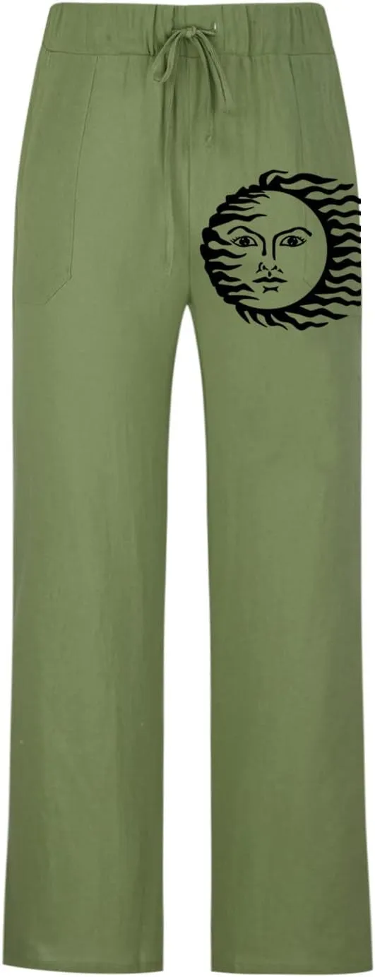 Muscularfit White Linen Pants for Men 2023 Fashion Drawstring Elastic Waist Straight Legs Casual Loose Solid Beach Trousers