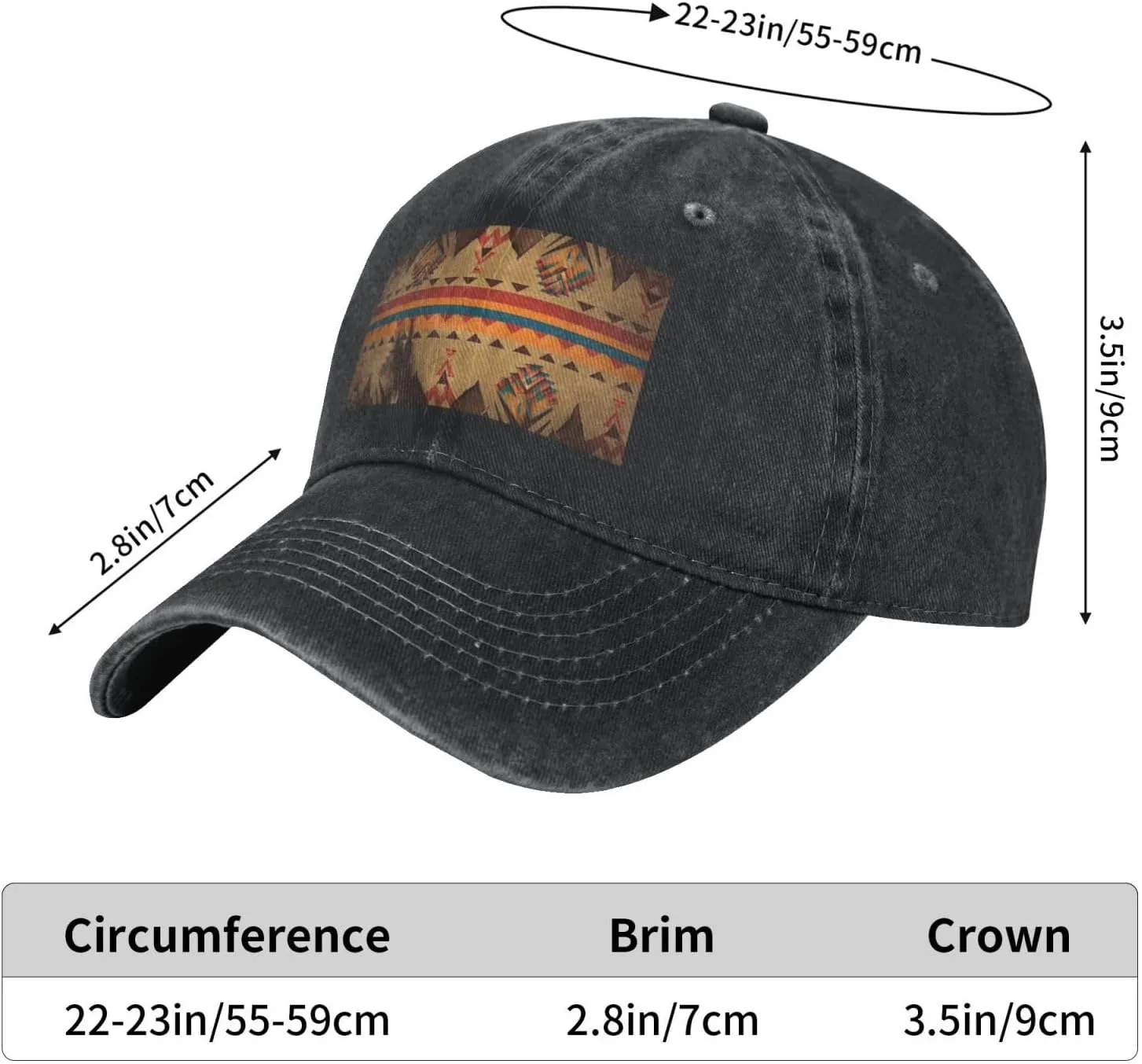 Native American Unisex Baseball Cap Breathable Cotton Trucker Hat Classic Denim Dad Hat Summer Sun Hat