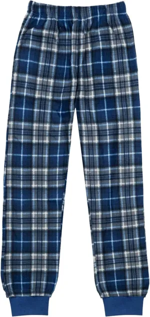 North 15 Boy's Super Soft Pajama pants, Plaid Fleece Lounge Pants With Bottom Rib