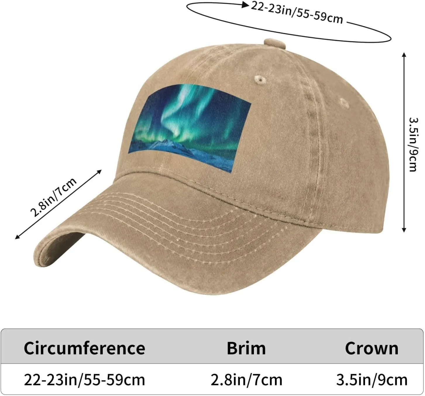 Northern Lights Unisex Baseball Cap Breathable Cotton Trucker Hat Classic Denim Dad Hat Summer Sun Hat