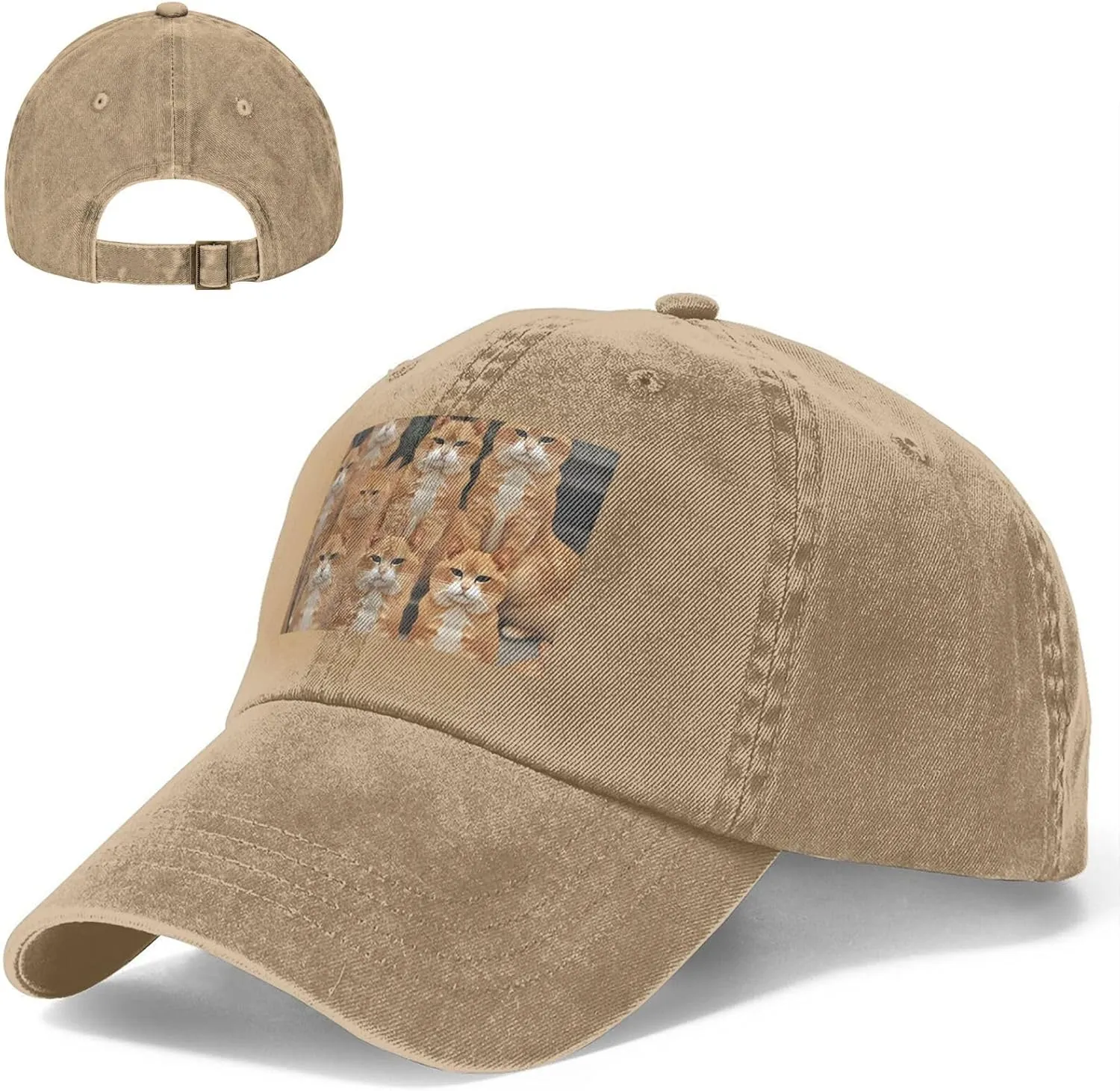 Orange Cats Unisex Baseball Cap Breathable Cotton Trucker Hat Classic Denim Dad Hat Summer Sun Hat