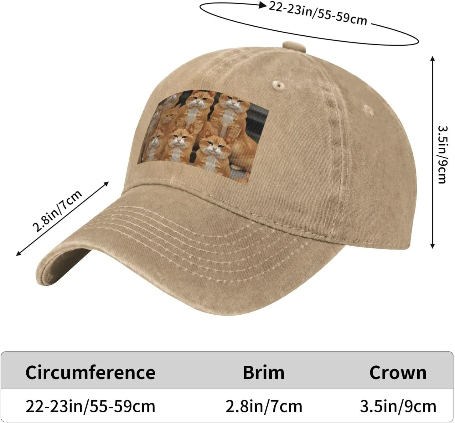 Orange Cats Unisex Baseball Cap Breathable Cotton Trucker Hat Classic Denim Dad Hat Summer Sun Hat