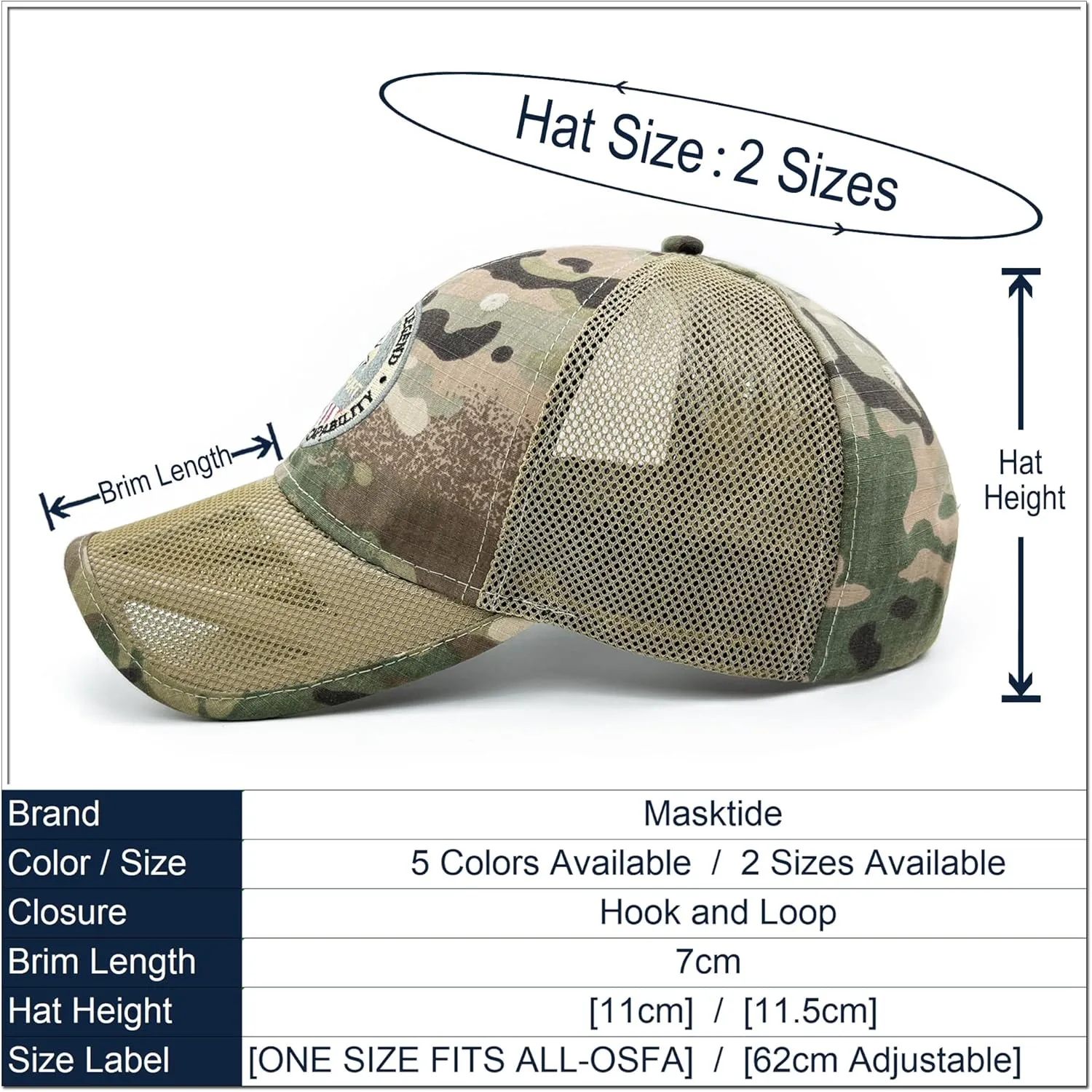 Oversize XXL Mens Tactical Camo Baseball Caps Breathable Mesh Womens Patriotic Operator Camouflage Ball Hats