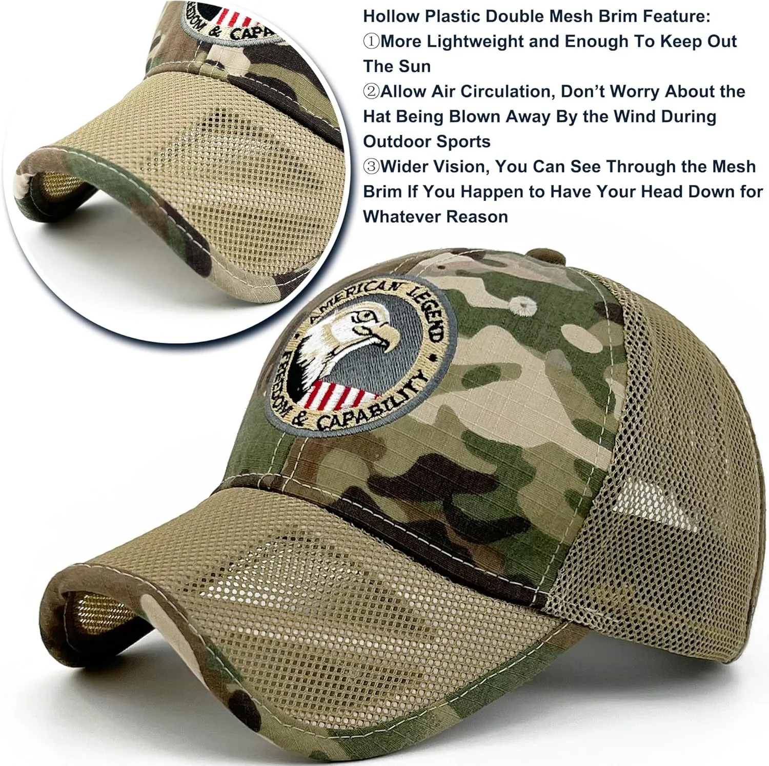 Oversize XXL Mens Tactical Camo Baseball Caps Breathable Mesh Womens Patriotic Operator Camouflage Ball Hats