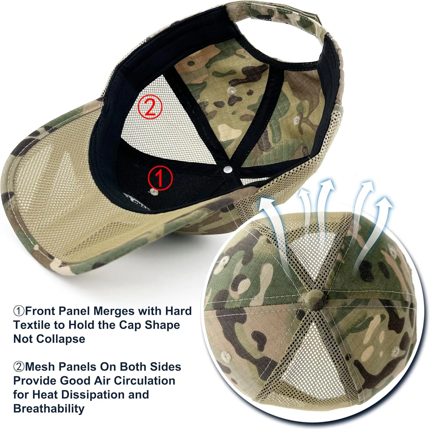 Oversize XXL Mens Tactical Camo Baseball Caps Breathable Mesh Womens Patriotic Operator Camouflage Ball Hats