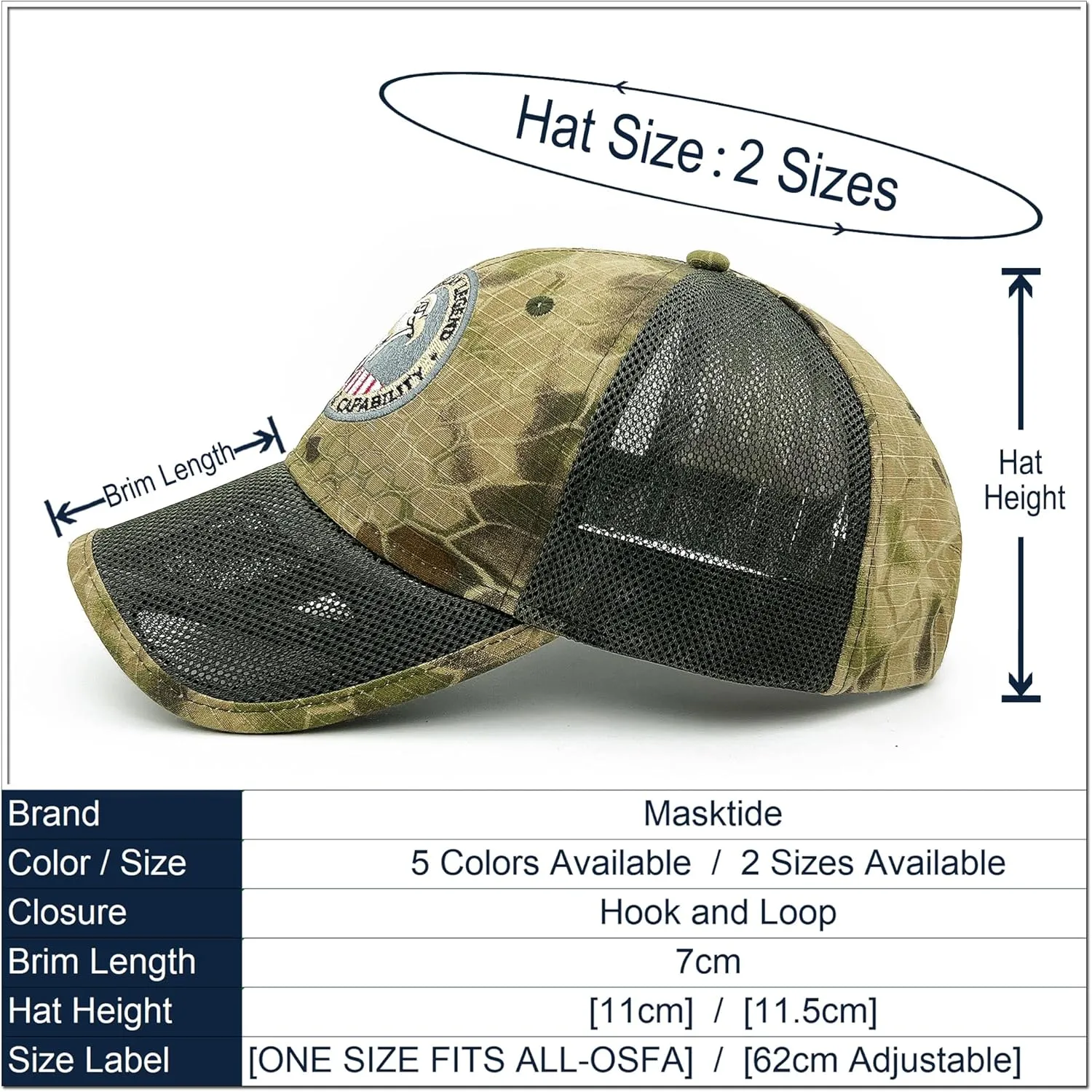Oversize XXL Mens Tactical Camo Baseball Caps Breathable Mesh Womens Patriotic Operator Camouflage Ball Hats