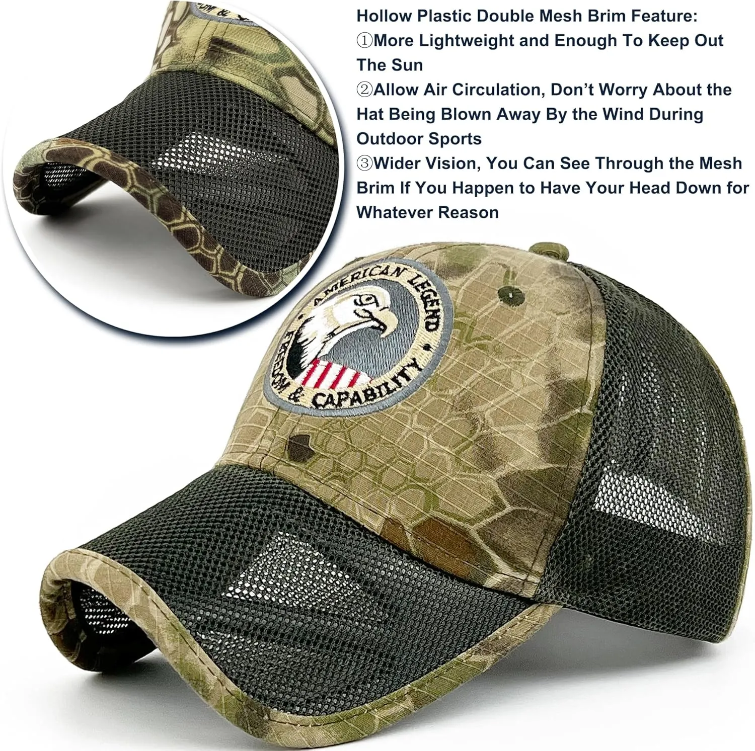 Oversize XXL Mens Tactical Camo Baseball Caps Breathable Mesh Womens Patriotic Operator Camouflage Ball Hats