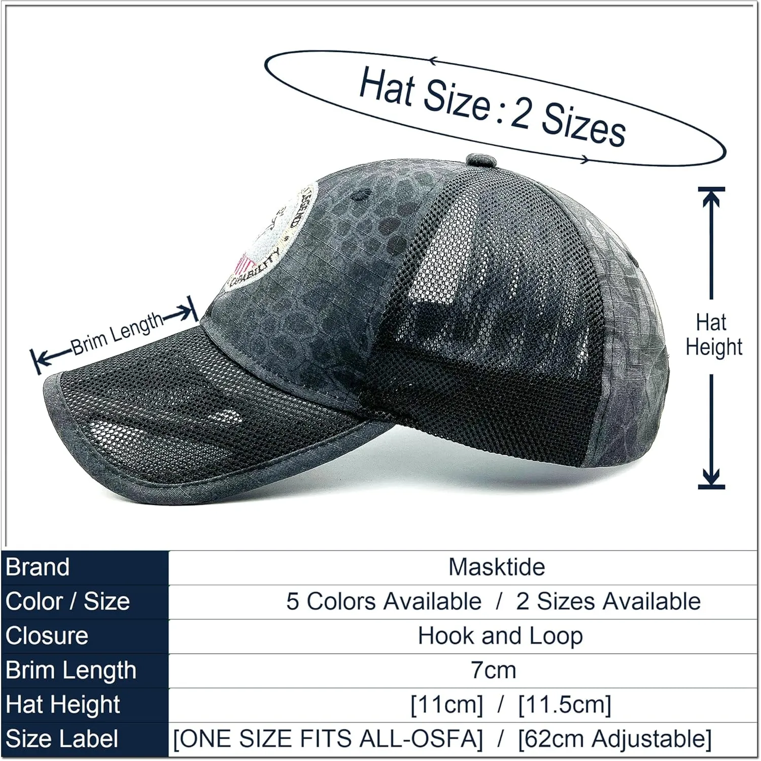 Oversize XXL Mens Tactical Camo Baseball Caps Breathable Mesh Womens Patriotic Operator Camouflage Ball Hats