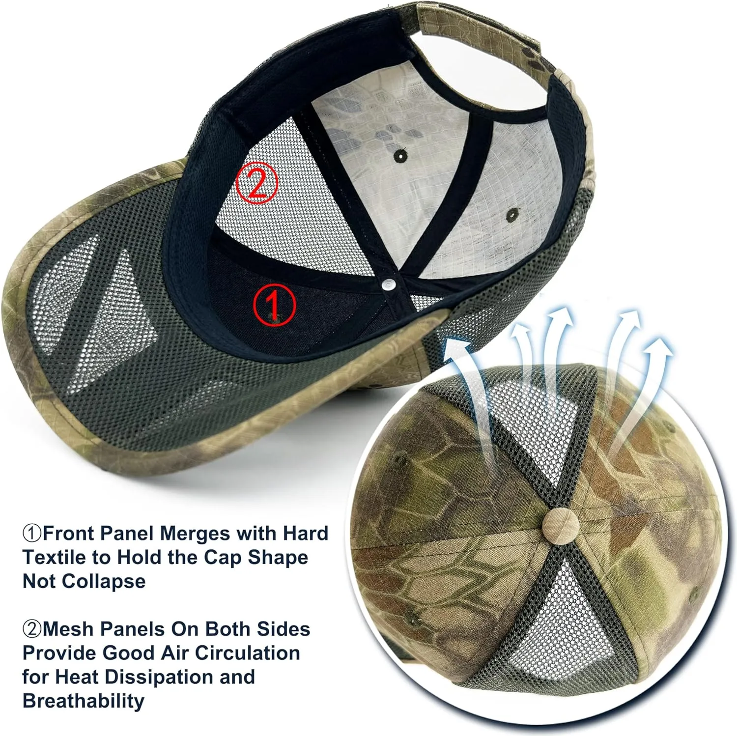 Oversize XXL Mens Tactical Camo Baseball Caps Breathable Mesh Womens Patriotic Operator Camouflage Ball Hats