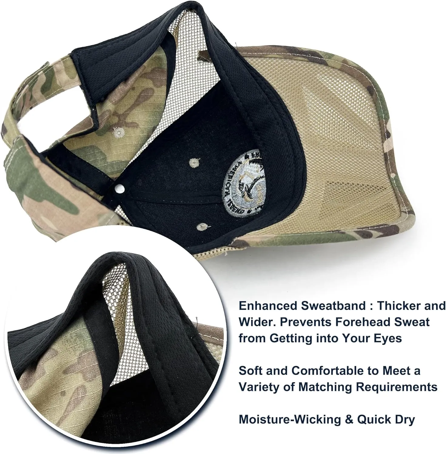 Oversize XXL Mens Tactical Camo Baseball Caps Breathable Mesh Womens Patriotic Operator Camouflage Ball Hats
