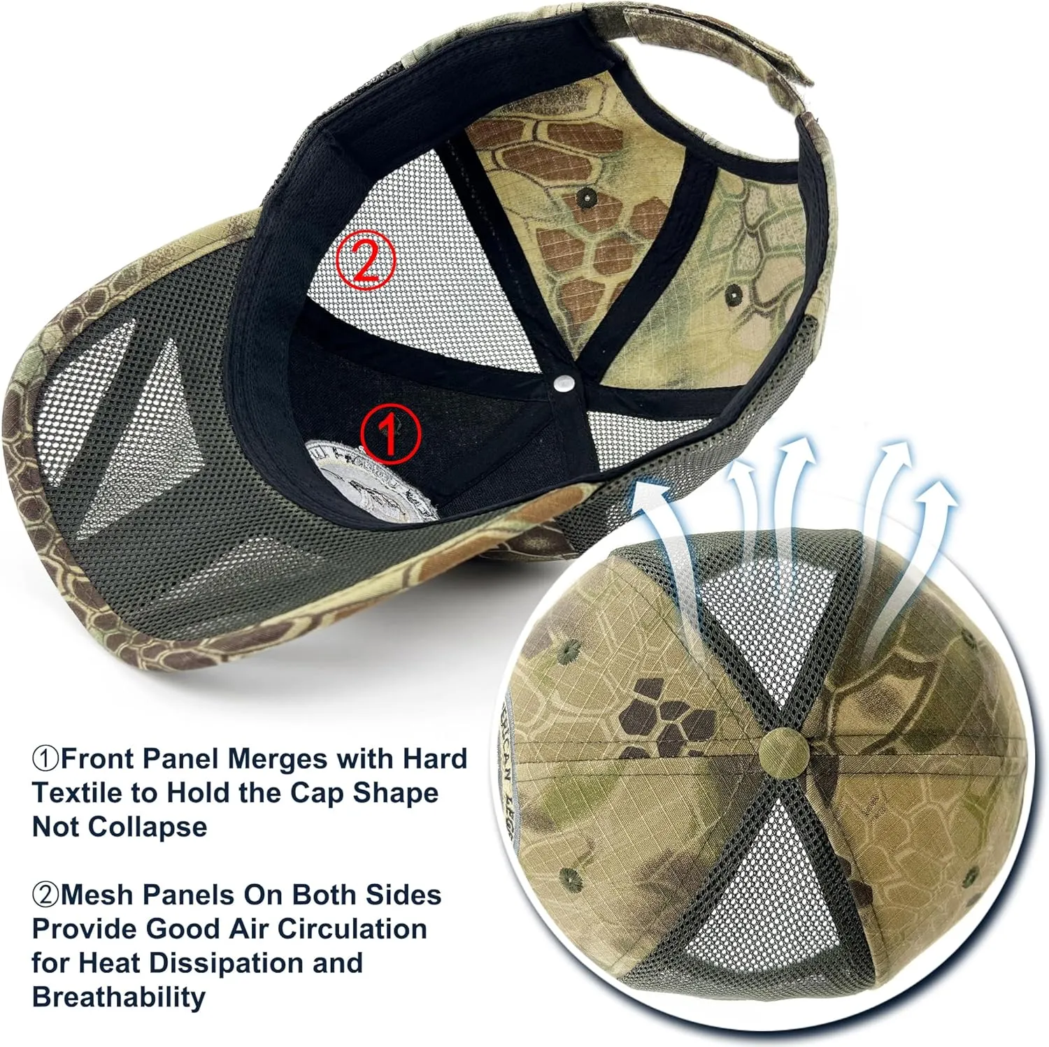 Oversize XXL Mens Tactical Camo Baseball Caps Breathable Mesh Womens Patriotic Operator Camouflage Ball Hats