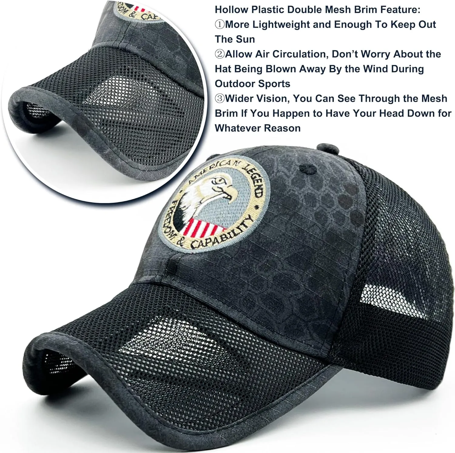 Oversize XXL Mens Tactical Camo Baseball Caps Breathable Mesh Womens Patriotic Operator Camouflage Ball Hats