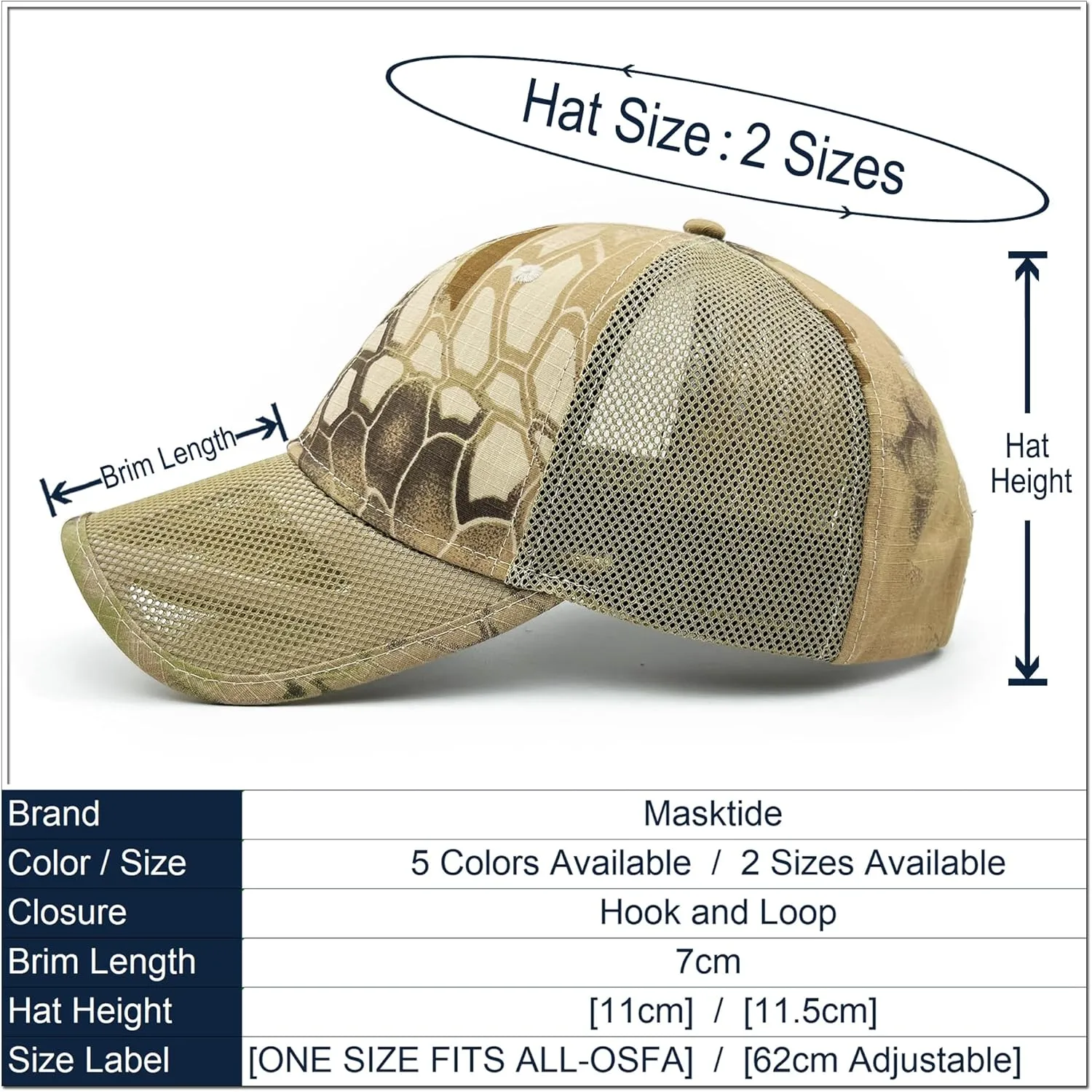 Oversize XXL Mens Tactical Camo Baseball Caps Breathable Mesh Womens Patriotic Operator Camouflage Ball Hats