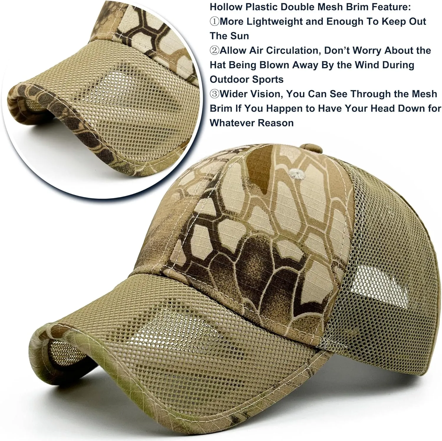 Oversize XXL Mens Tactical Camo Baseball Caps Breathable Mesh Womens Patriotic Operator Camouflage Ball Hats