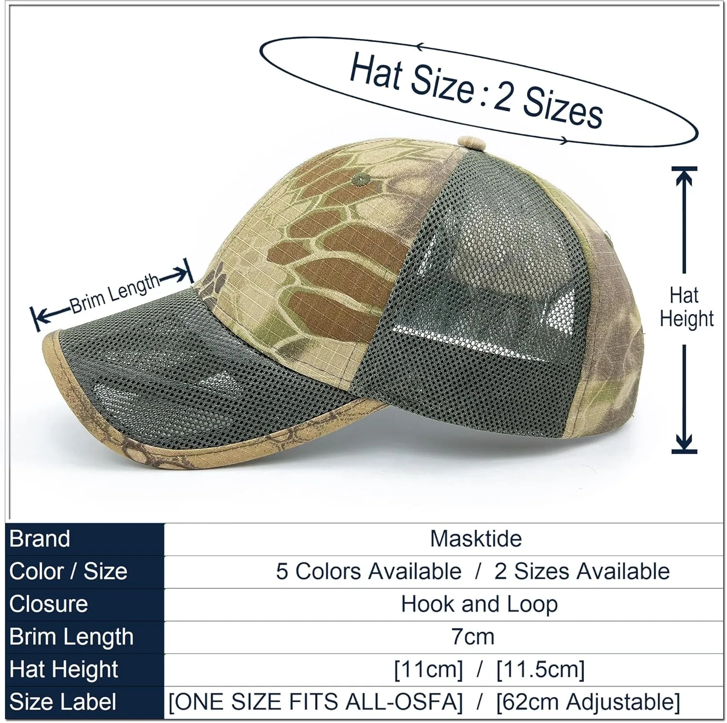 Oversize XXL Mens Tactical Camo Baseball Caps Breathable Mesh Womens Patriotic Operator Camouflage Ball Hats