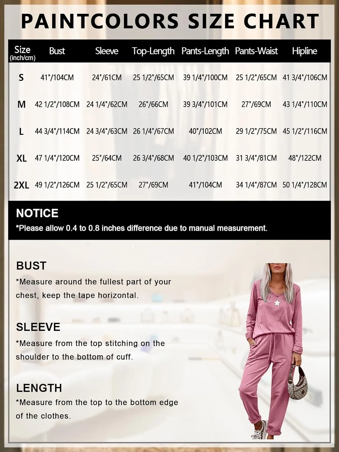 Paintcolors Women's 2 Piece Outfit Long Sleeve Crewneck Tracksuit Solid Color Sweatsuit Lounge Matching Set with Pockets