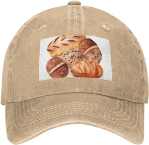 Painted Bread Unisex Baseball Cap Breathable Cotton Trucker Hat Classic Denim Dad Hat Summer Sun Hat
