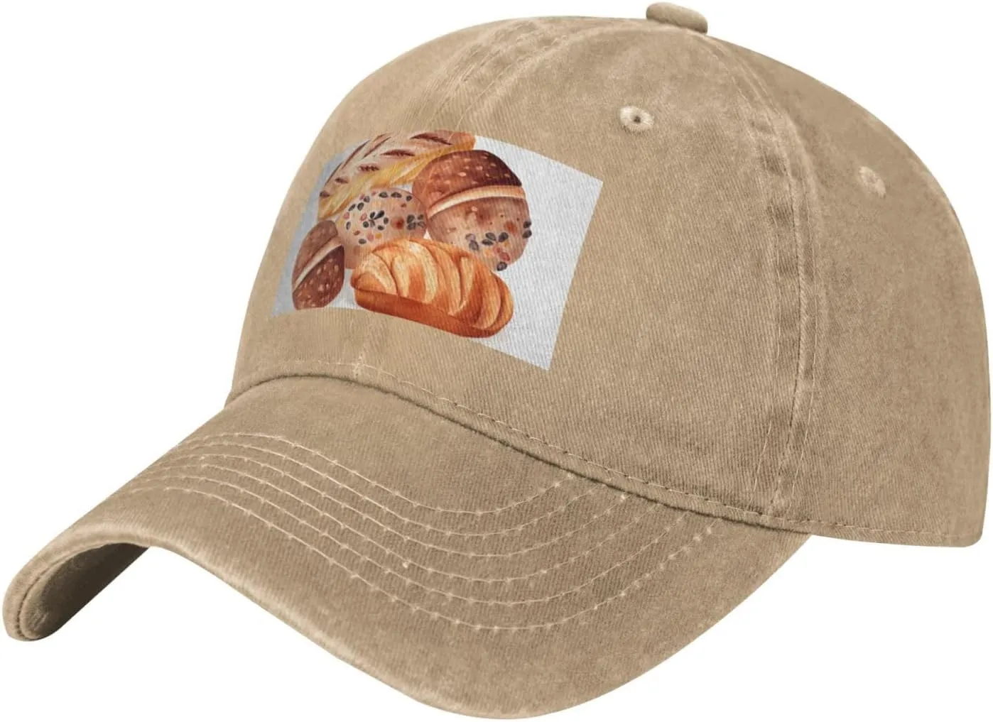 Painted Bread Unisex Baseball Cap Breathable Cotton Trucker Hat Classic Denim Dad Hat Summer Sun Hat