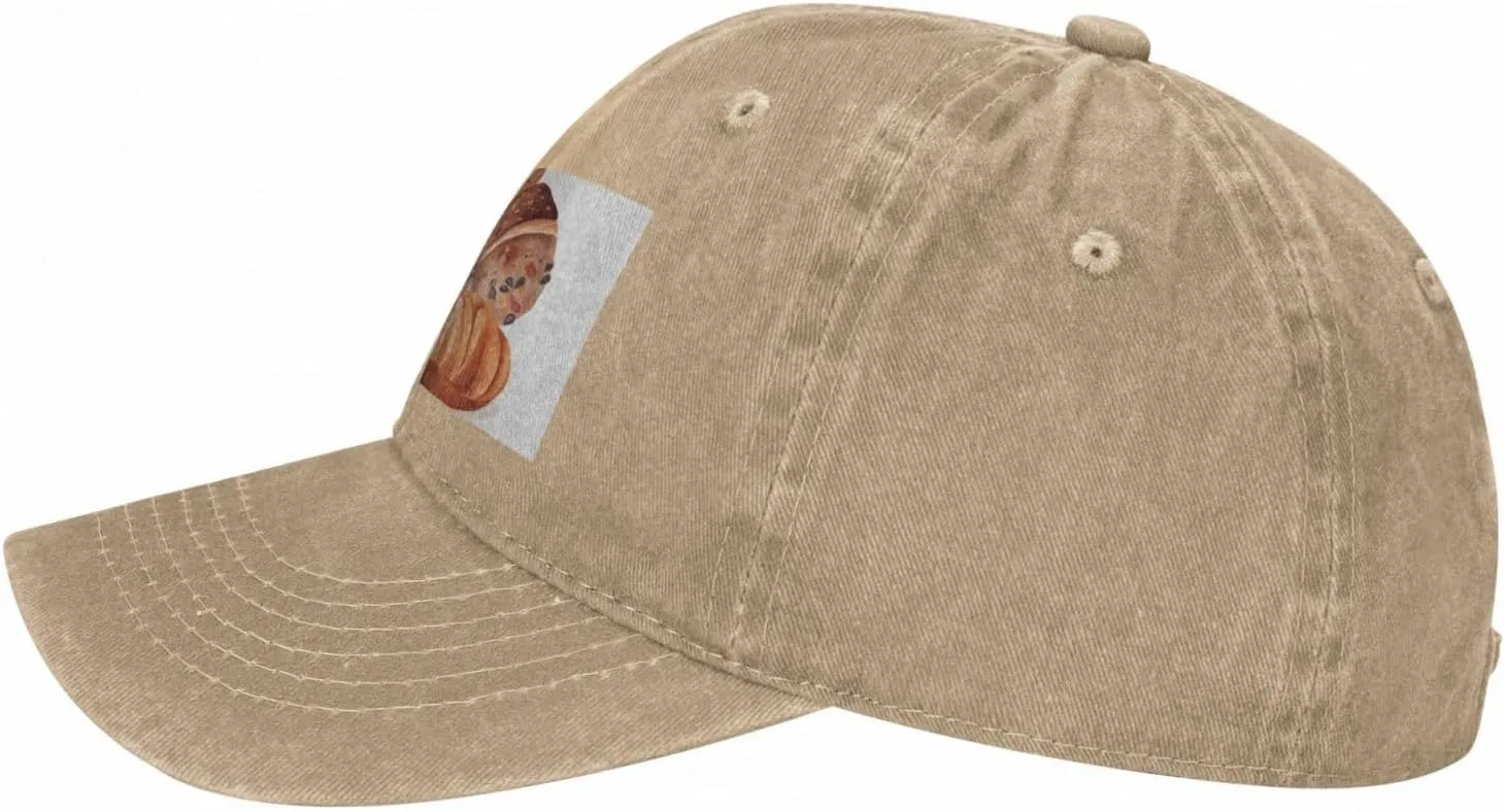 Painted Bread Unisex Baseball Cap Breathable Cotton Trucker Hat Classic Denim Dad Hat Summer Sun Hat