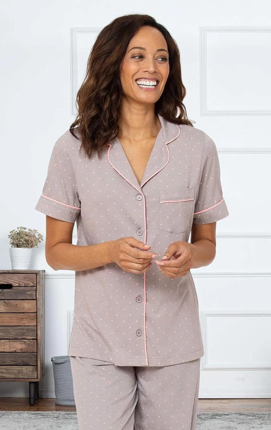 PajamaGram Women’s Pajamas - PJ For Women Set, Short Sleeve, 100% Cotton